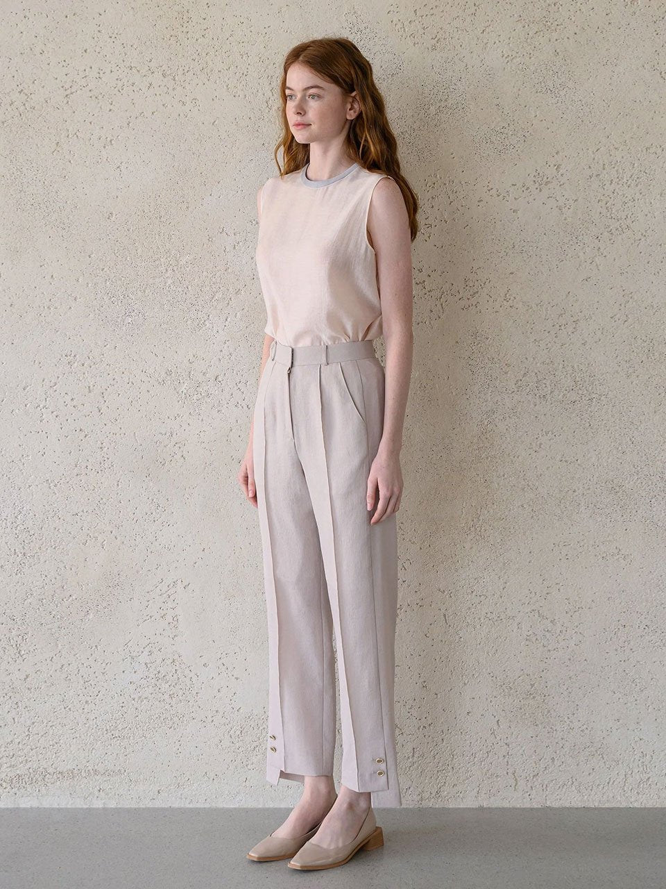 High waist straight fit set-up pants - fasfas