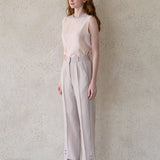 High waist straight fit set-up pants - fasfas