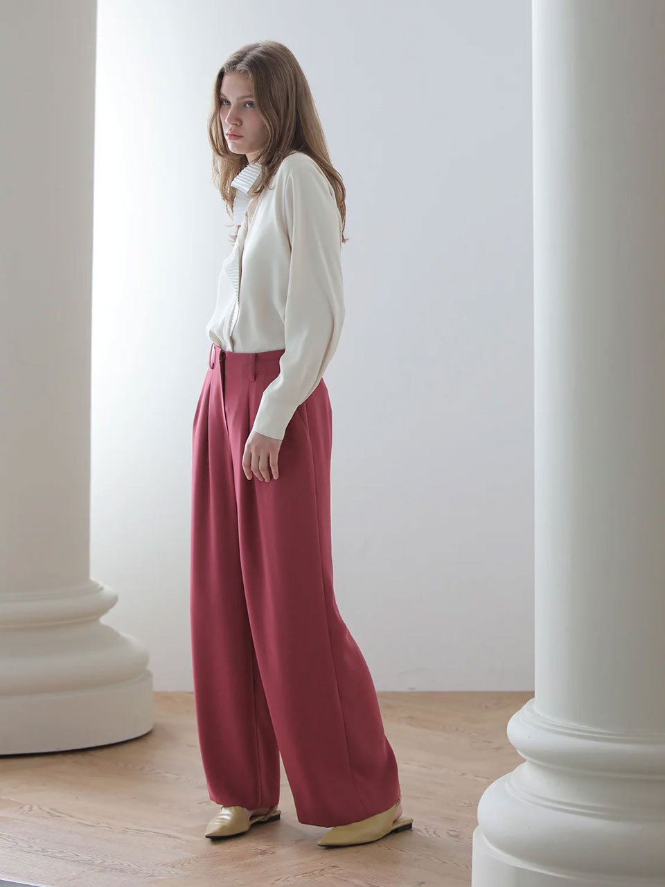 High waist wide set-up pants - fasfas