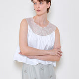 Beads embroidered midi skirt mist green