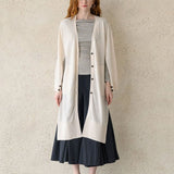 Interseasonal split sleeve long cardigan ivory - fasfas