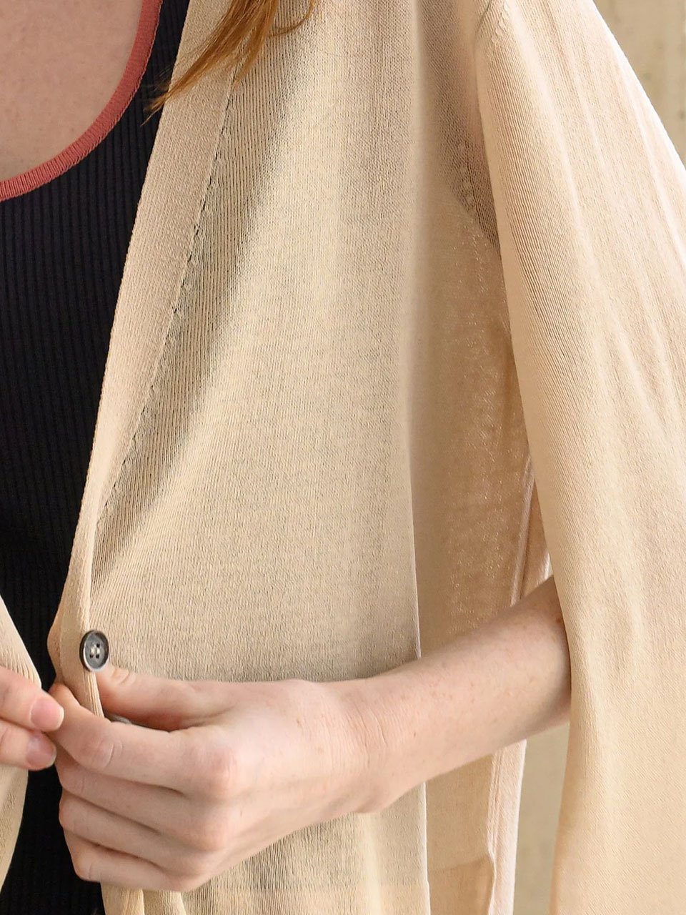 Interseasonal split sleeve long cardigan light beige - fasfas