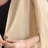 Interseasonal split sleeve long cardigan light beige - fasfas