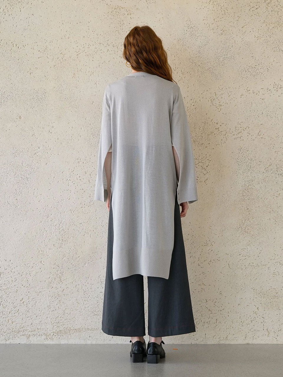 Interseasonal split sleeve long cardigan sky blue - fasfas