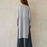 Interseasonal split sleeve long cardigan sky blue - fasfas