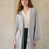 Interseasonal split sleeve long cardigan sky blue - fasfas