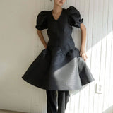 Jacquard v-neck long dress