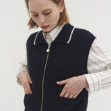 Cashmere 100% Jasmin knit vest indigo navy