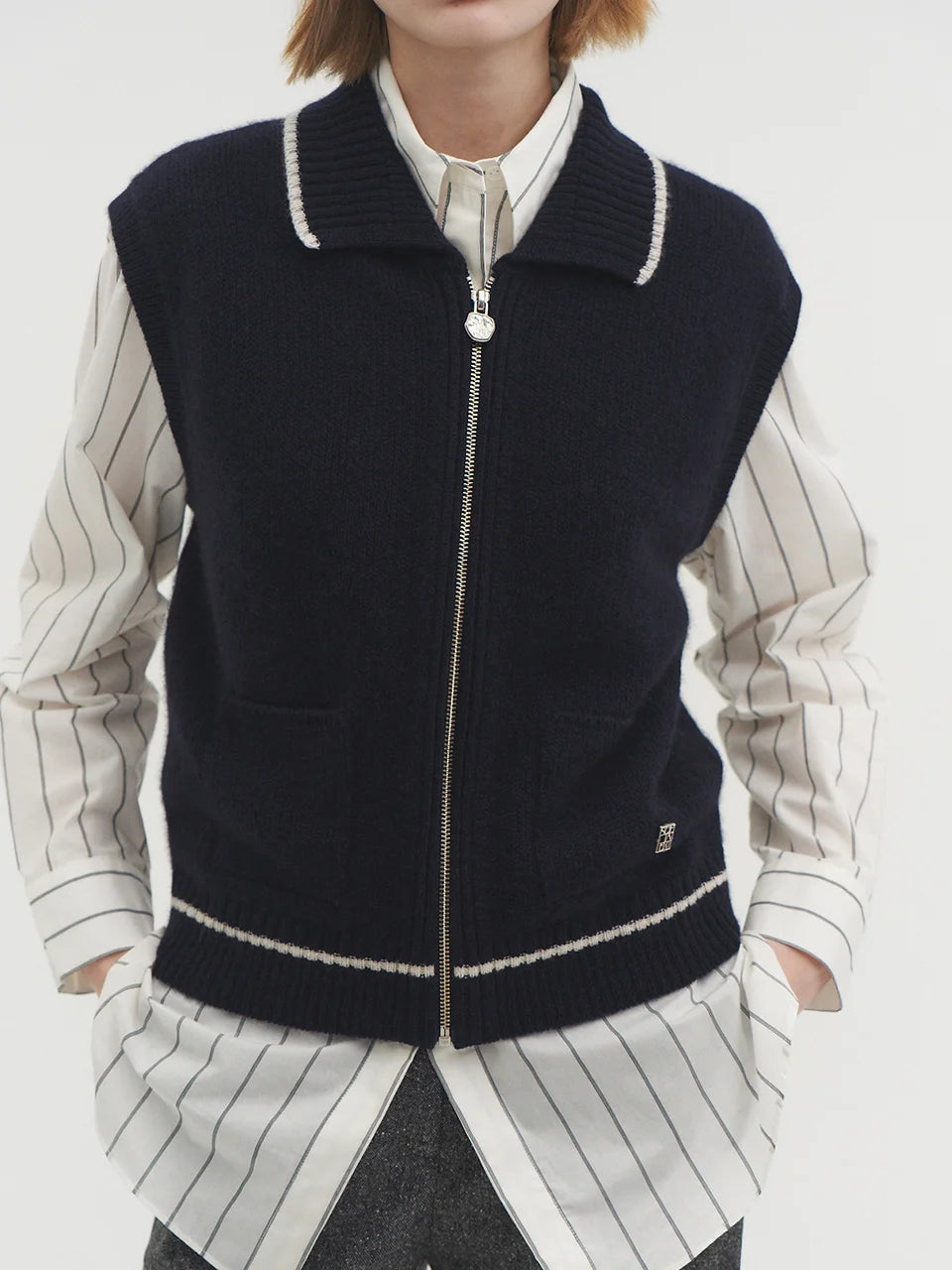 Jasmin knit vest indigo navy - fasfas