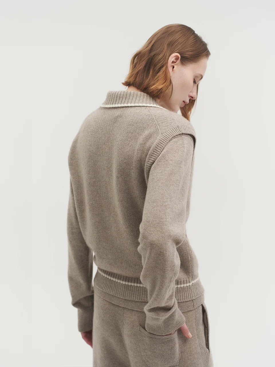 Jasmin knit vest natural beige - fasfas