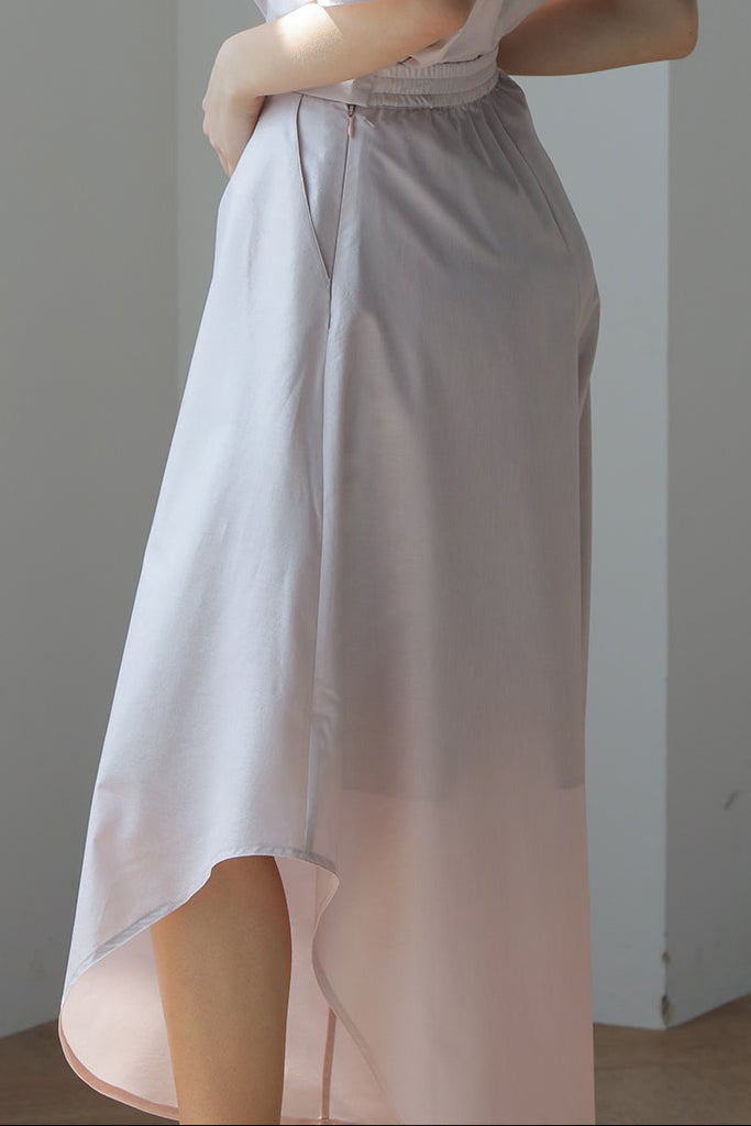 Wide volume skirt pants pink beige - fasfas