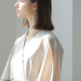 Puff sleeve drape wrap jacket