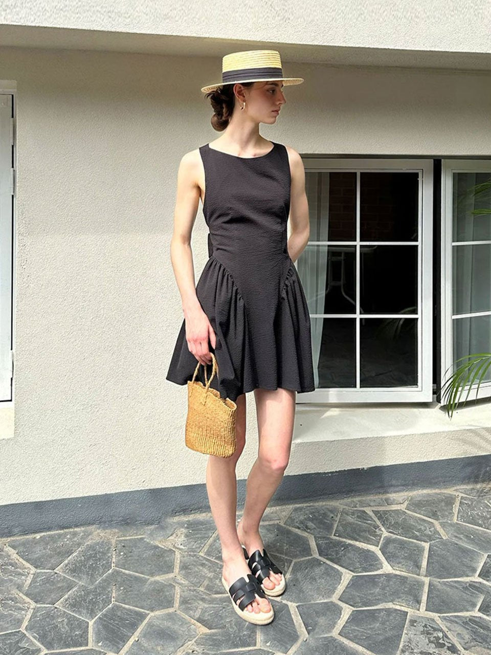 ‘La mer’ shirring skirt dress black - fasfas