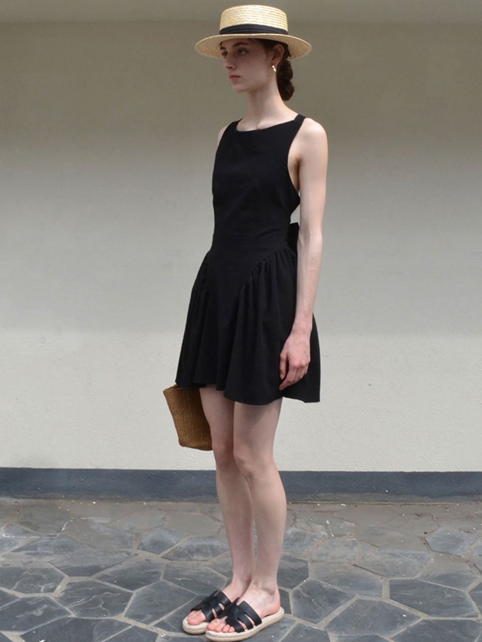 ‘La mer’ shirring skirt dress black - fasfas