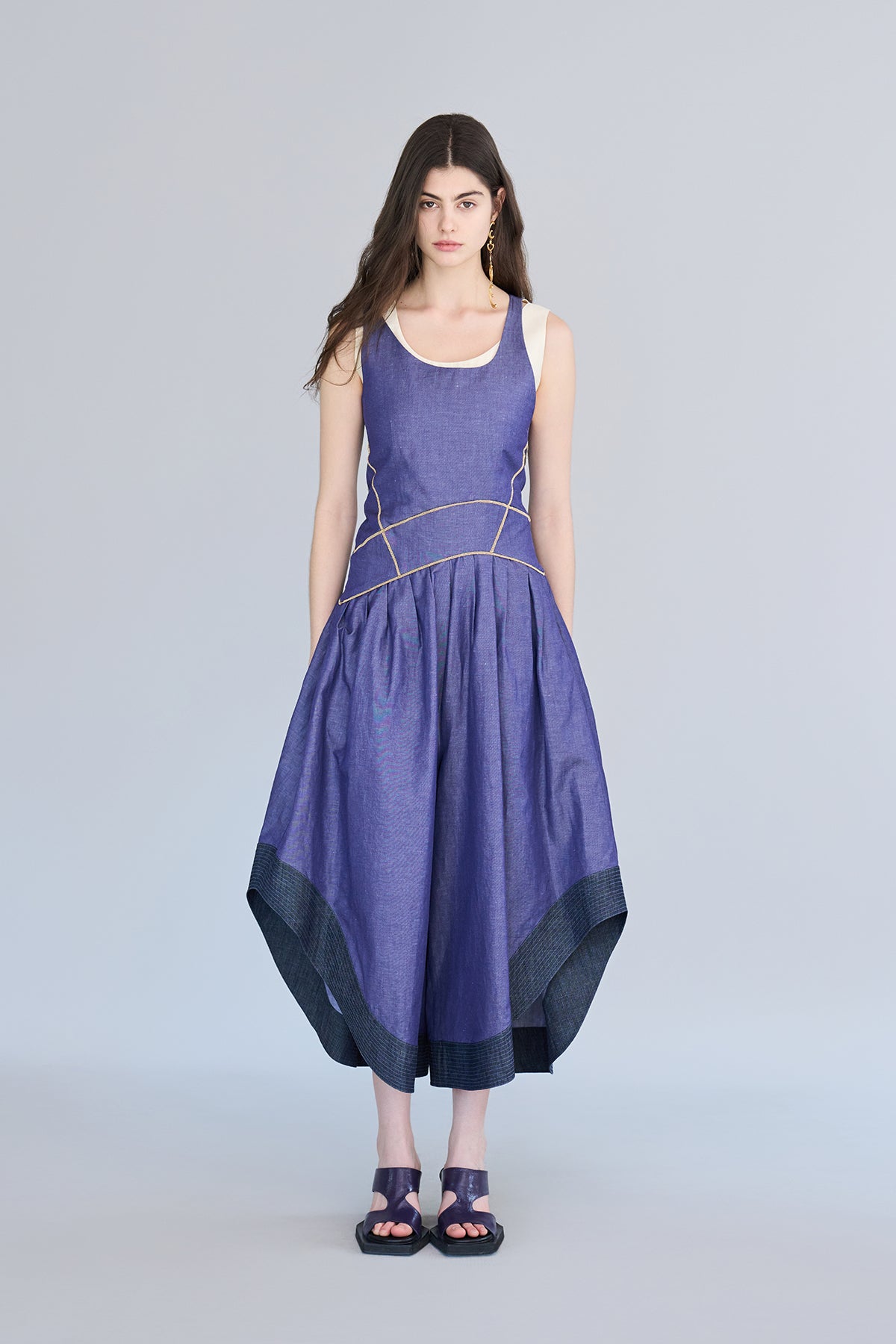 Layered sleeveless asymmetric wide jumpsuit - fasfas