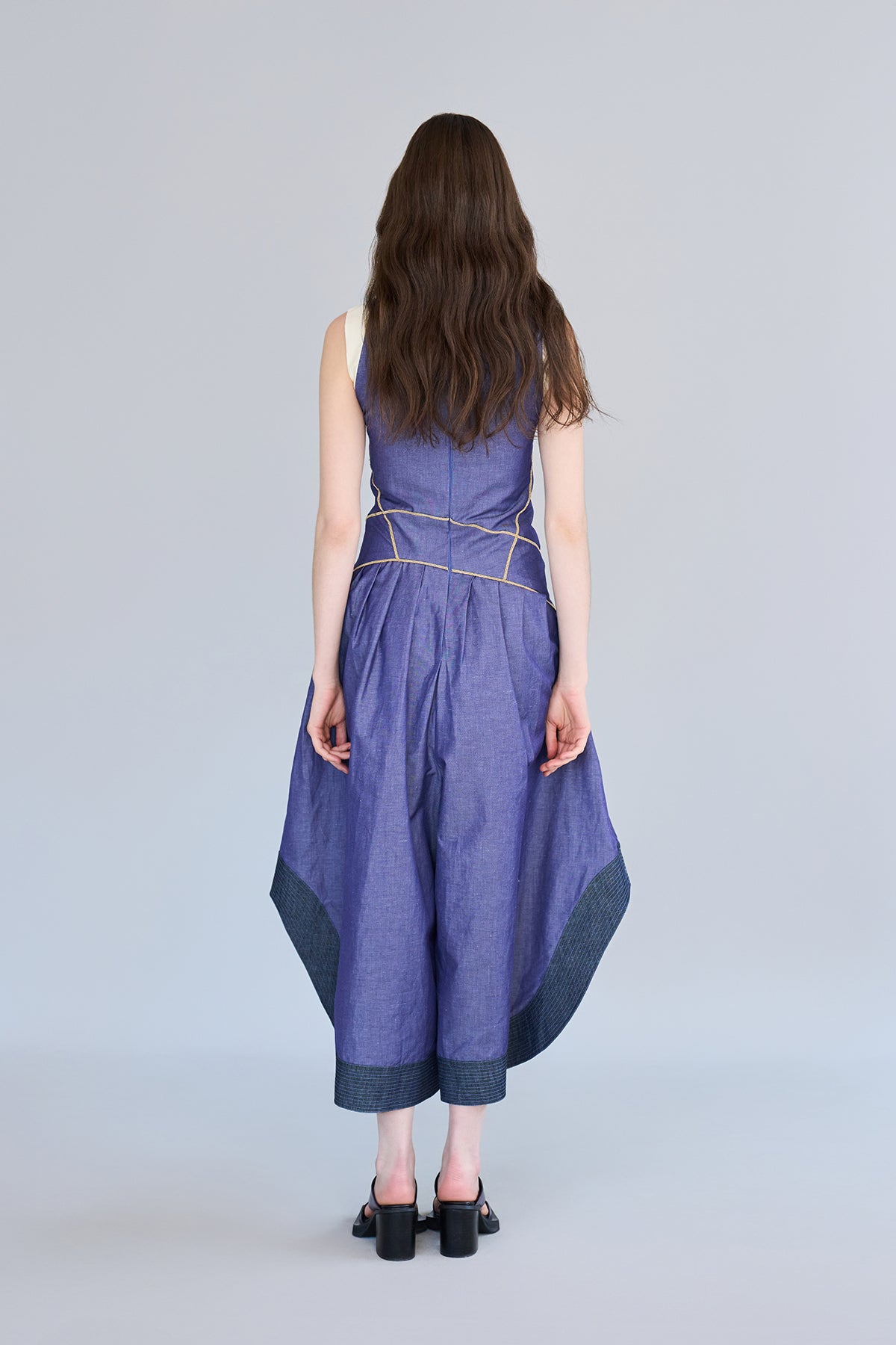 Layered sleeveless asymmetric wide jumpsuit - fasfas