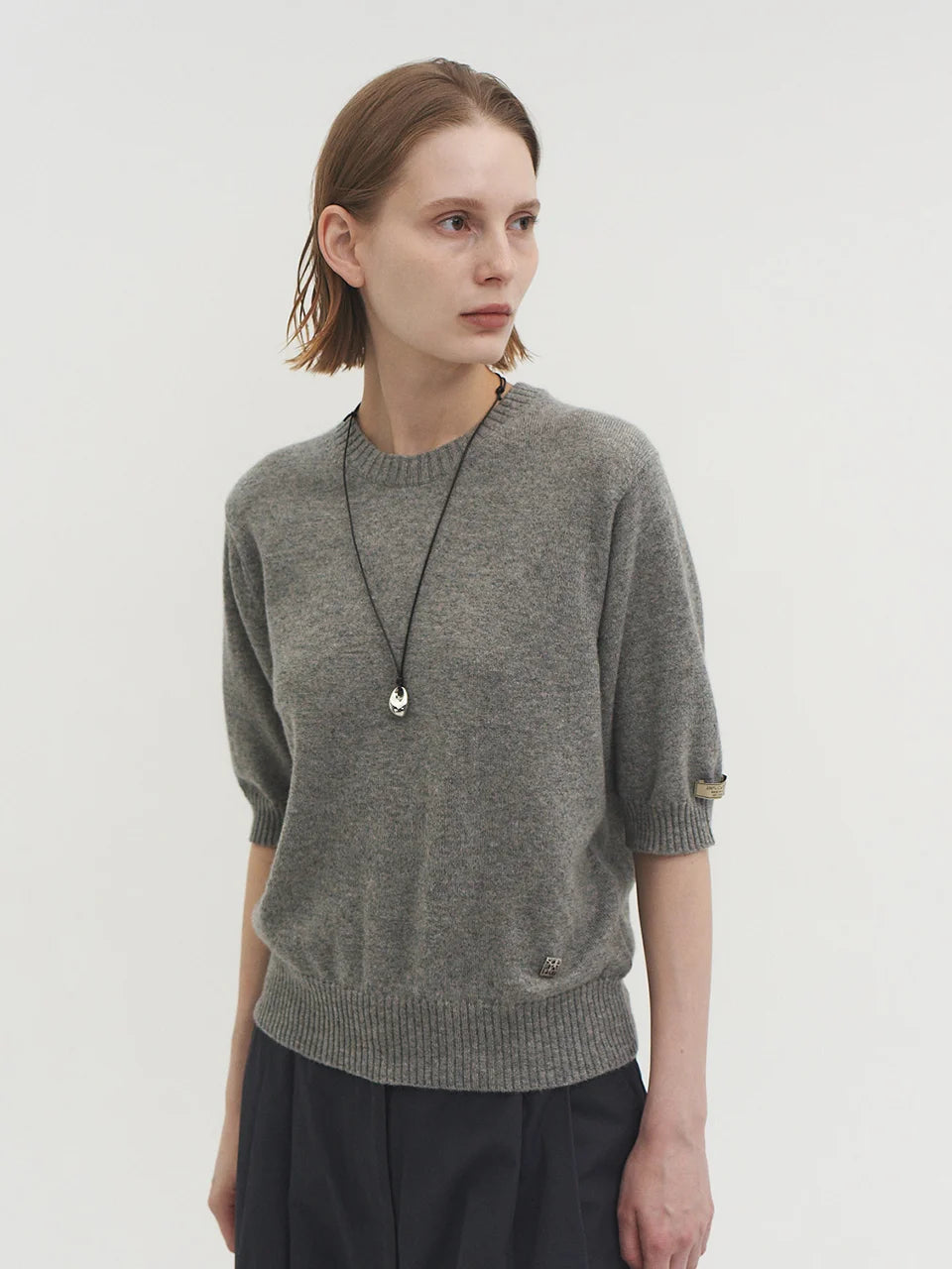 Liv plain knit top ash gray - fasfas