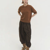 Liv plain knit top cinnamon brown - fasfas
