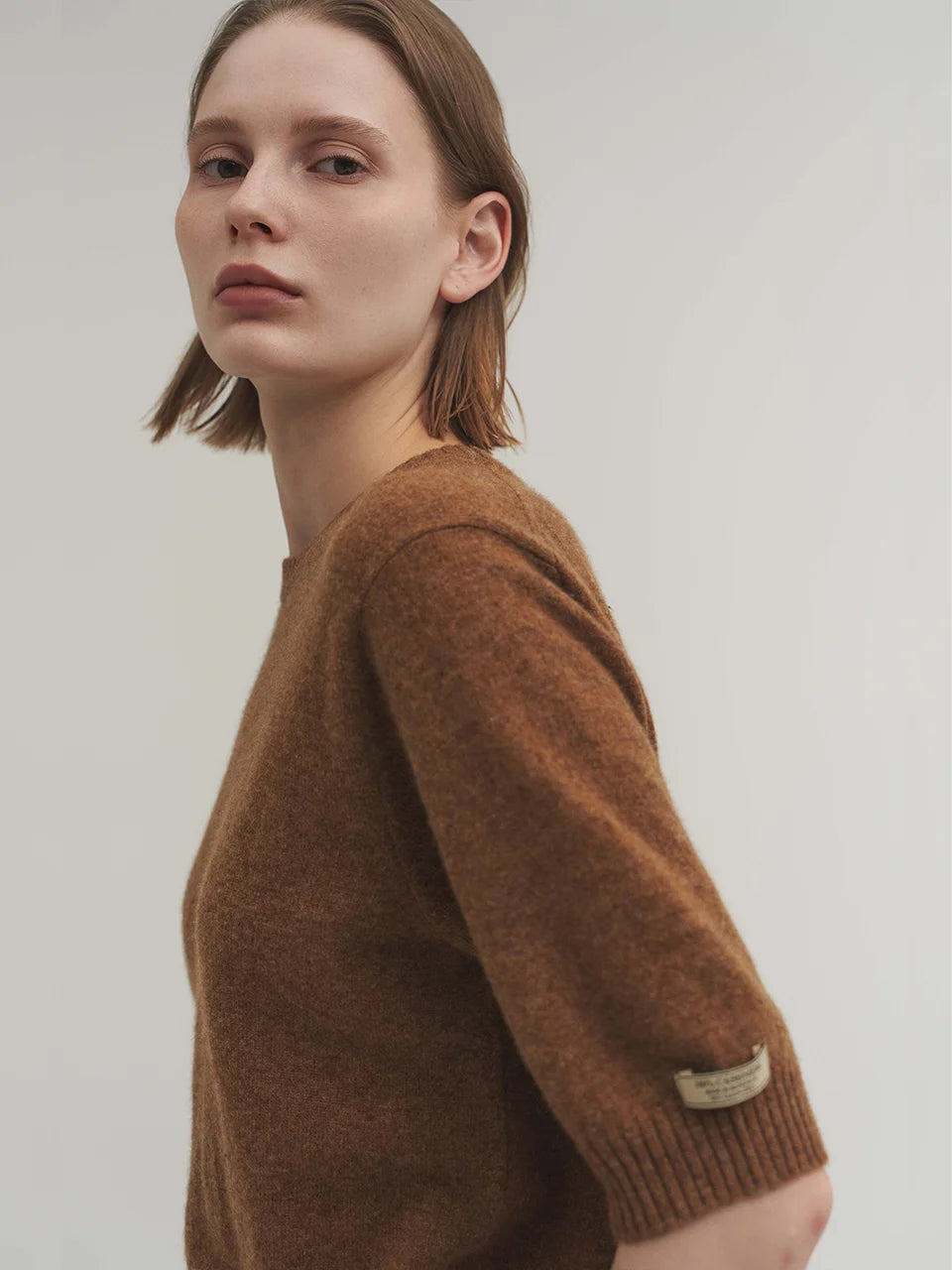 Liv plain knit top cinnamon brown - fasfas