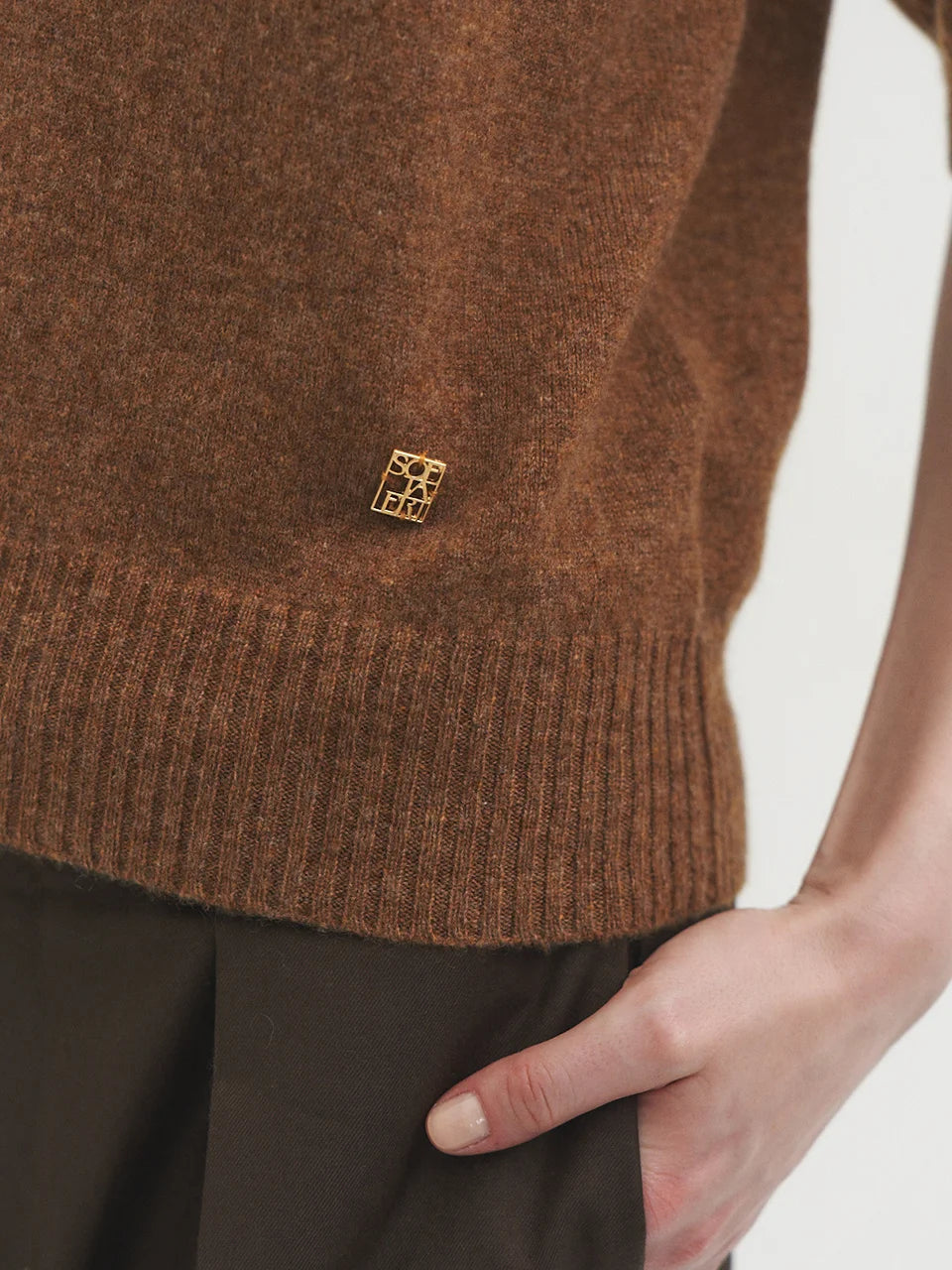 Liv plain knit top cinnamon brown - fasfas