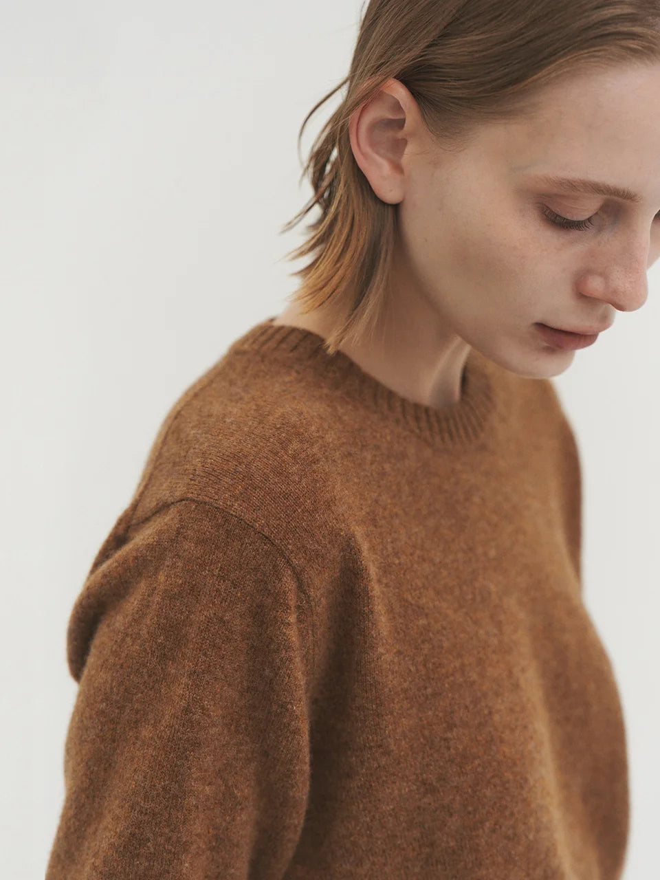 Liv plain knit top cinnamon brown - fasfas