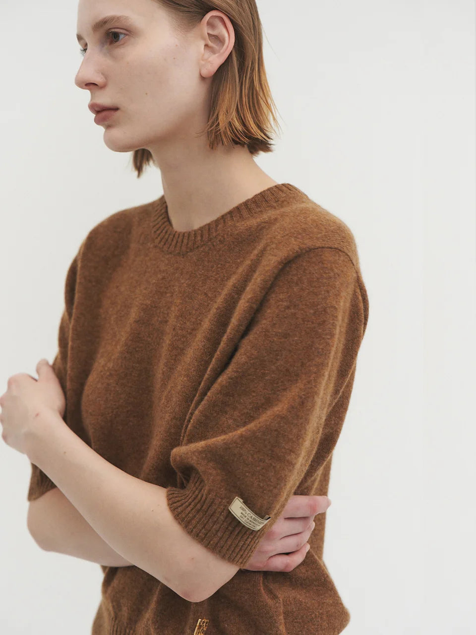 Liv plain knit top cinnamon brown - fasfas