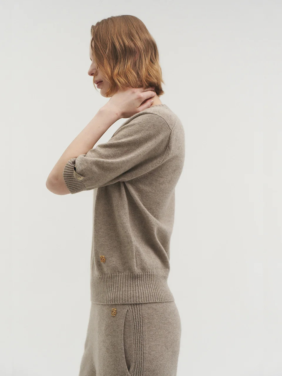 Liv plain knit top natural beige - fasfas