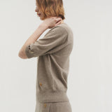 Liv plain knit top natural beige - fasfas