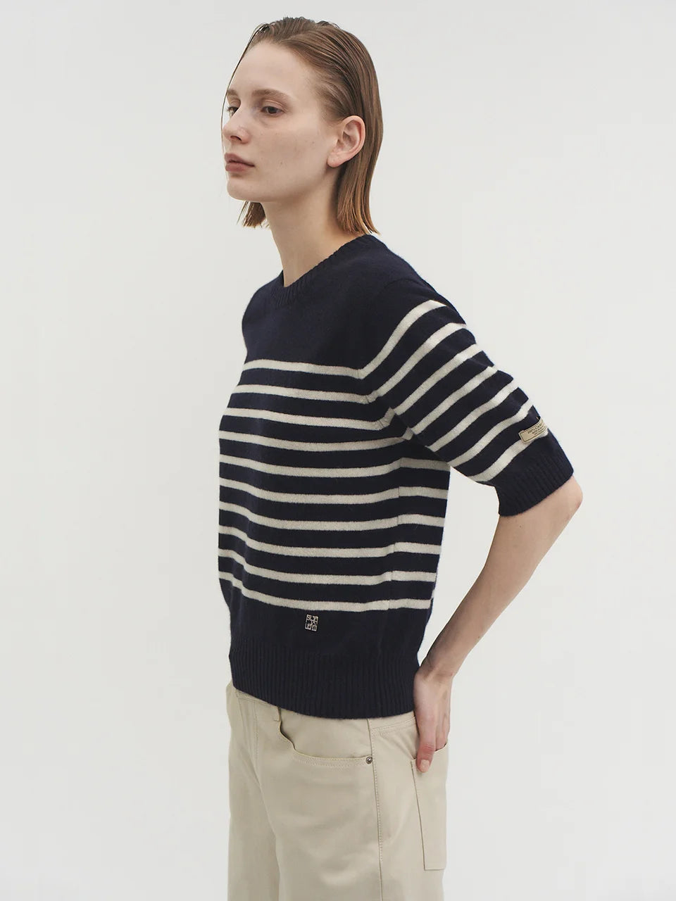 Liv stripe knit top indigo navy - fasfas