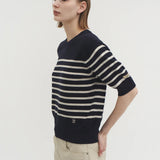 Liv stripe knit top indigo navy - fasfas