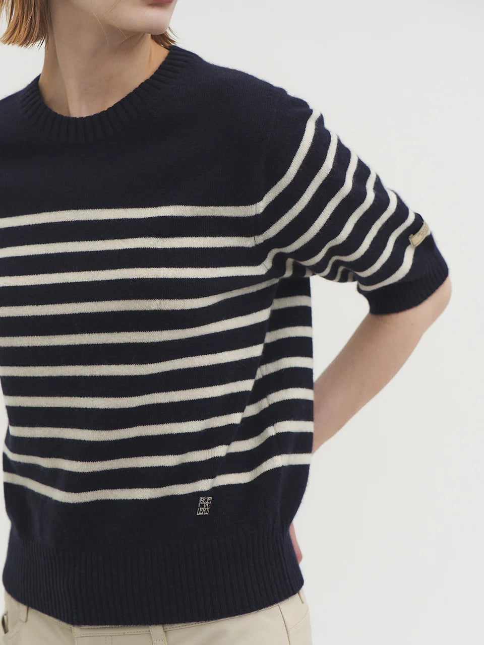 Liv stripe knit top indigo navy - fasfas