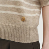 Liv stripe knit top oatmeal beige - fasfas
