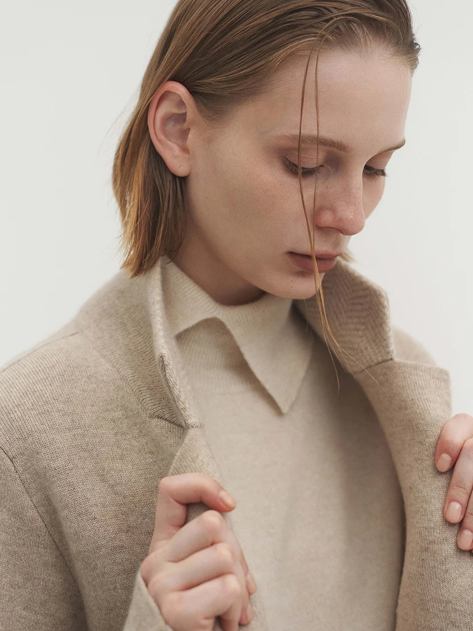 Livia knit coat soft tan beige - fasfas