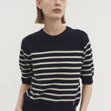 Cashmere 100% Liv stripe knit top indigo navy