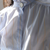 Loose fit button point stripe blouse - fasfas