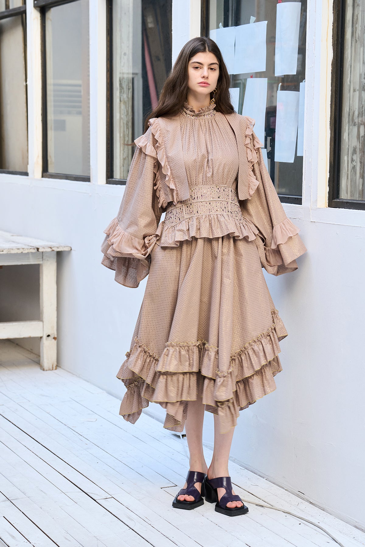 Loose fit frill detail crop jacket - fasfas