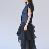 Loose fit sleeveless denim jacket - fasfas