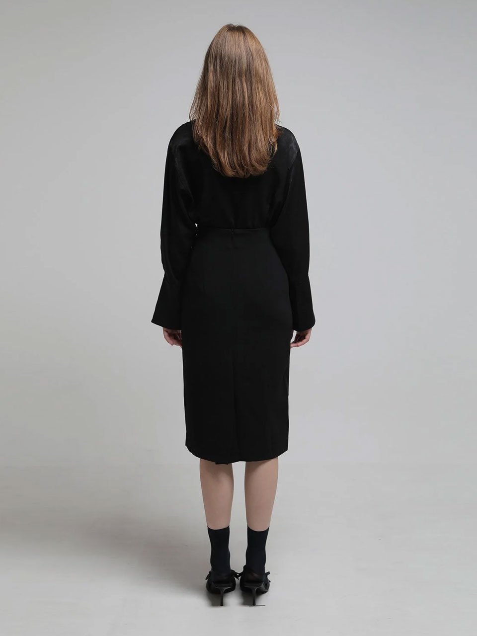 Loose-fit draped blouse black - fasfas