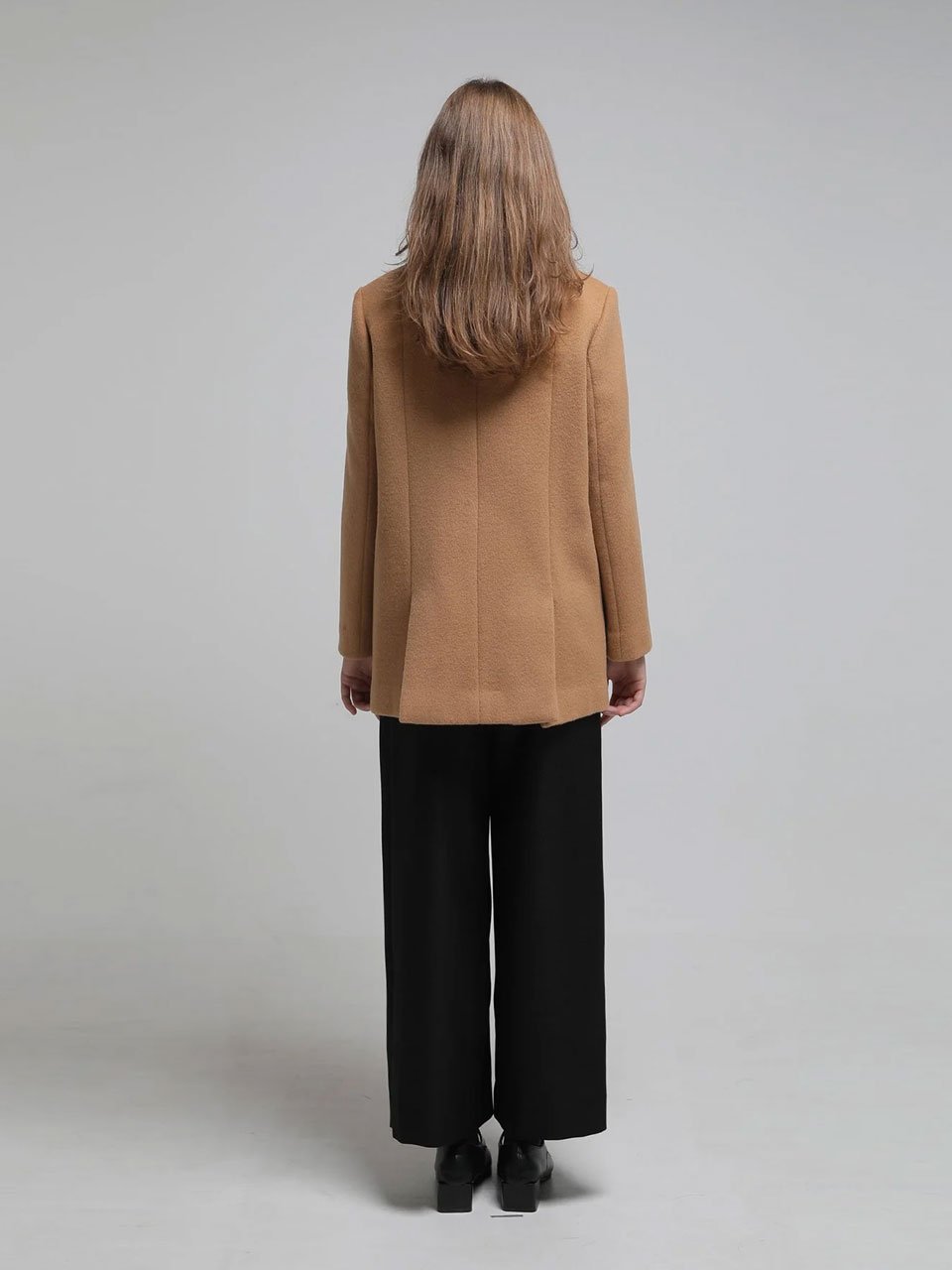 Loose fit double tailored wool jacket beige - fasfas