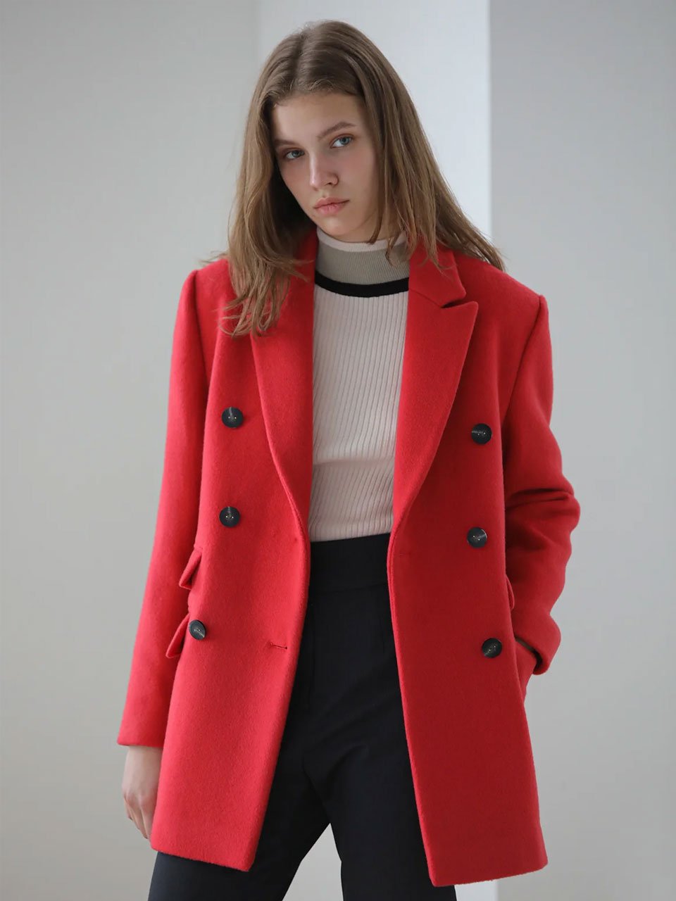Loose fit double tailored wool jacket imperial red - fasfas