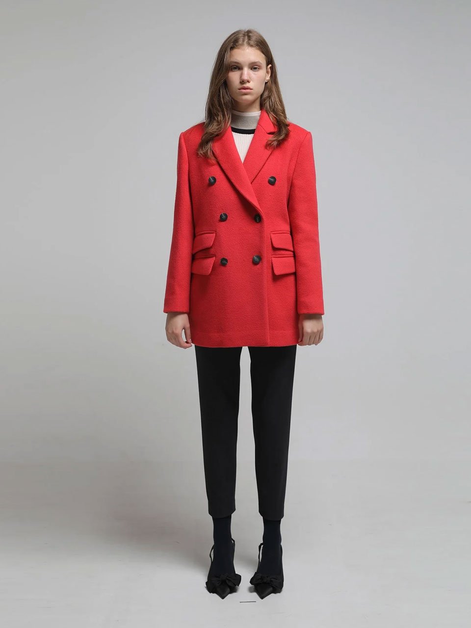 Loose fit double tailored wool jacket imperial red - fasfas
