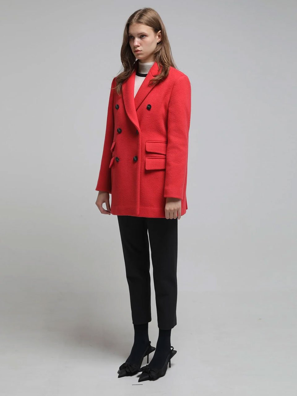 Loose fit double tailored wool jacket imperial red - fasfas
