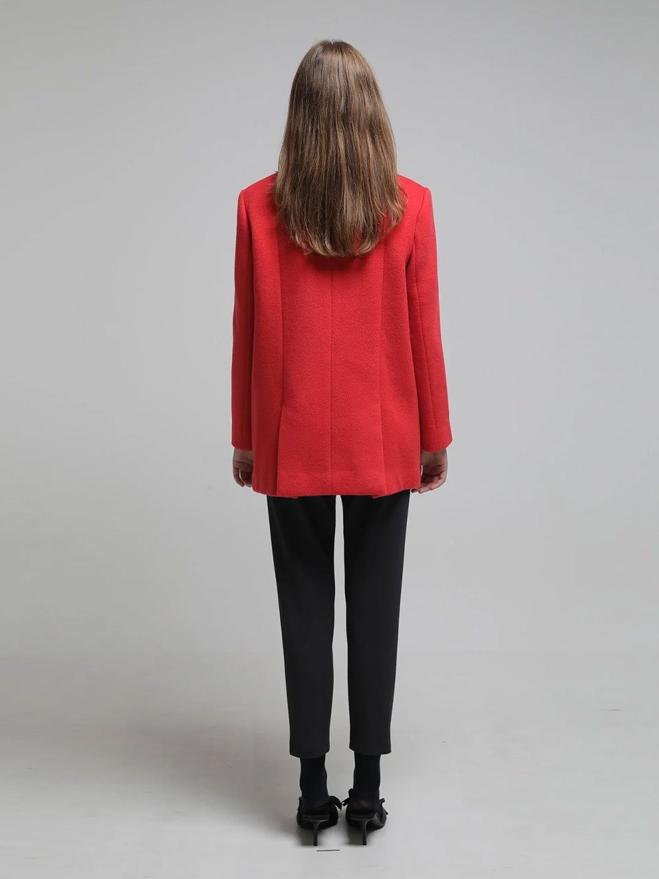 Loose fit double tailored wool jacket imperial red - fasfas
