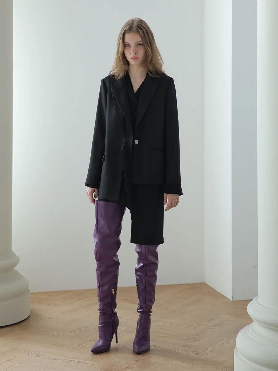 Loose fit set-up tailored asymmetric jacket - fasfas
