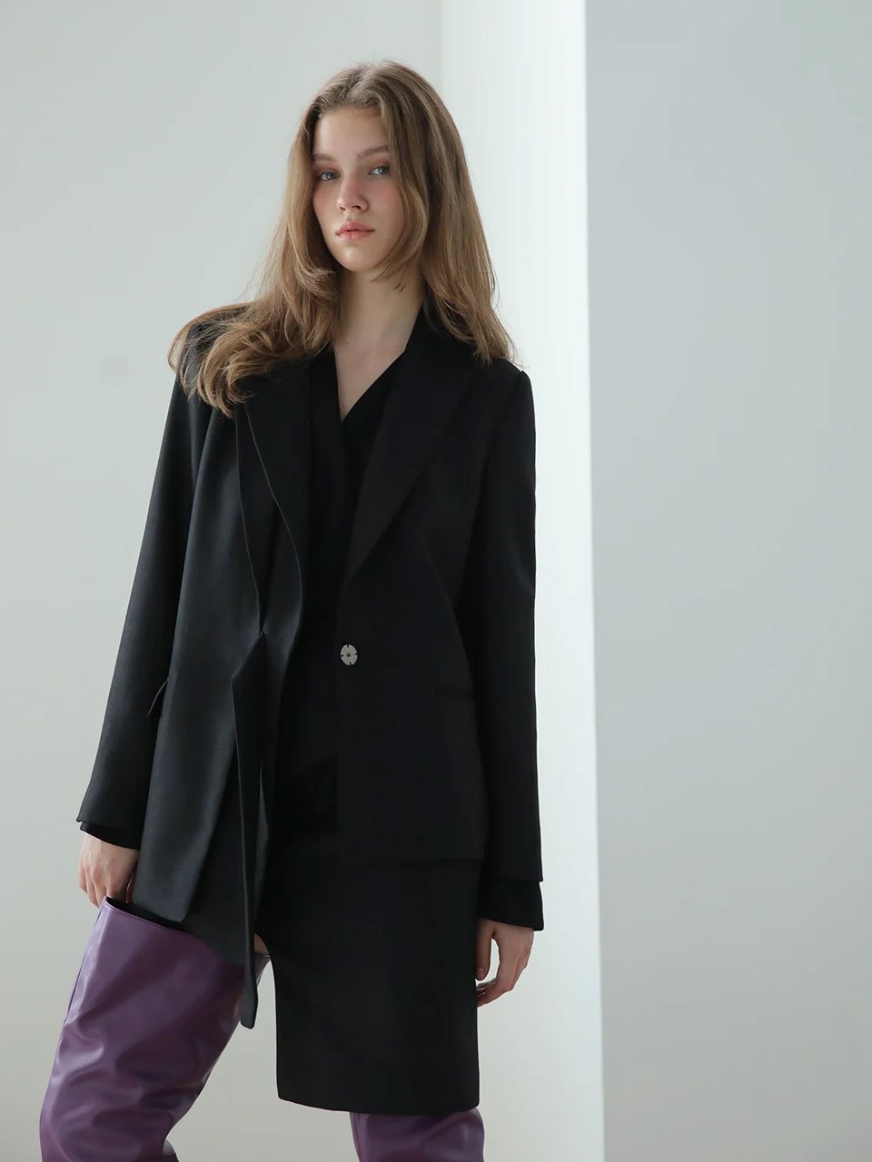 Loose fit set-up tailored asymmetric jacket - fasfas
