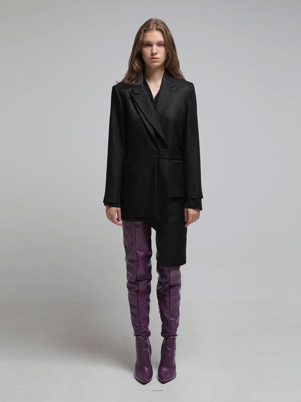 Loose fit set-up tailored asymmetric jacket - fasfas
