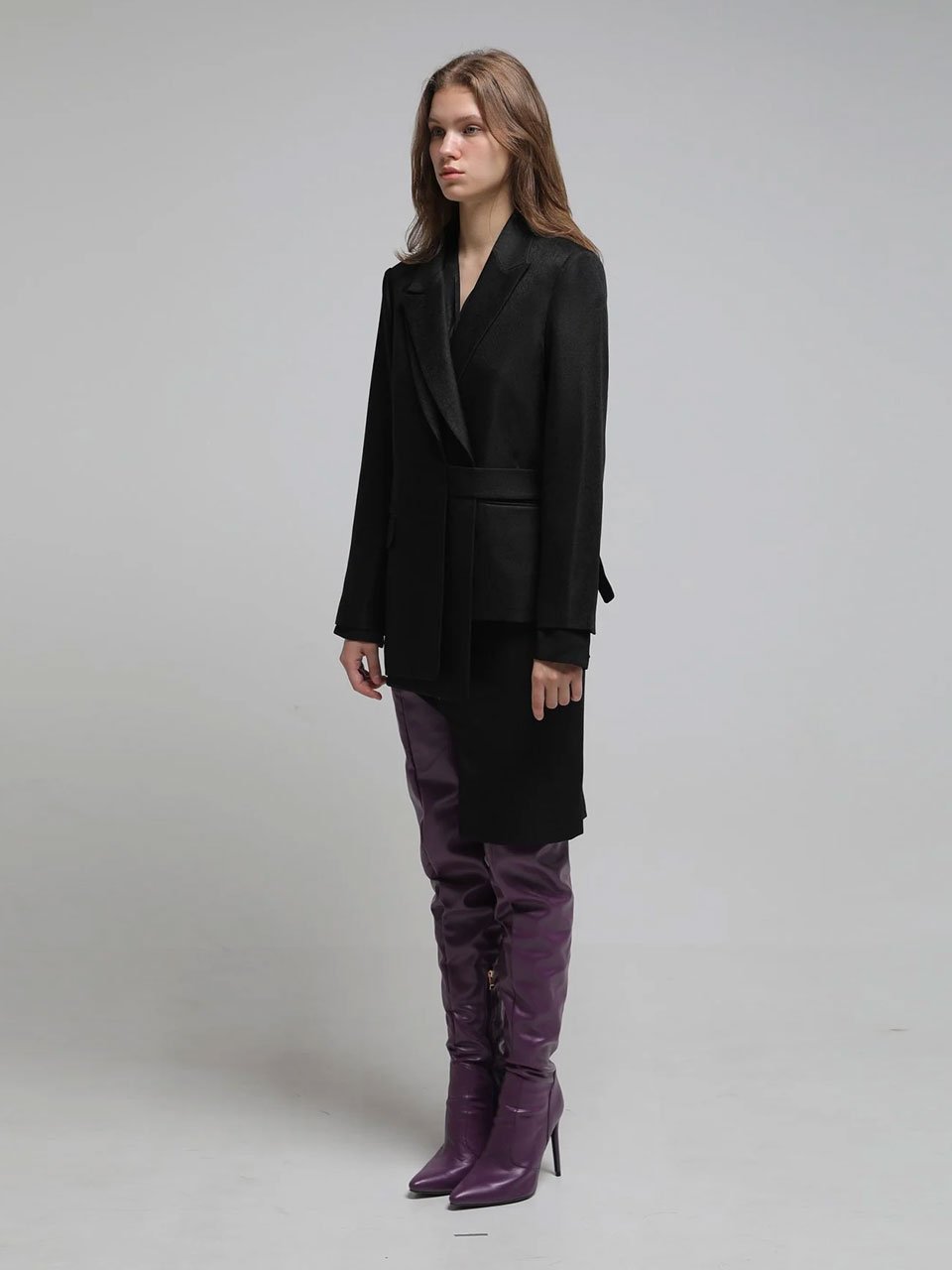 Loose fit set-up tailored asymmetric jacket - fasfas