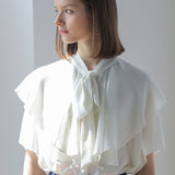 Loose fit ruffle tie blouse ivory