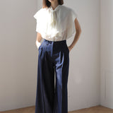 Loose fit ruffle tie blouse ivory