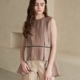 Asymmetric sleeveless blouse top